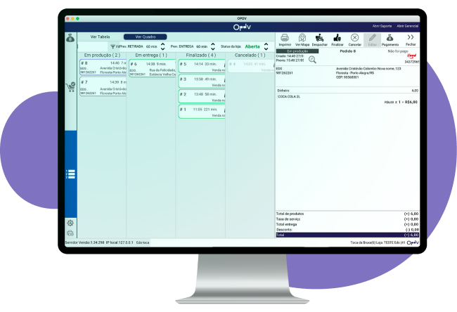 Tela Gestão de pedidos